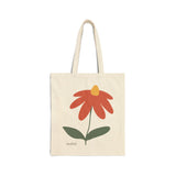 Floral Canvas Tote Bag — Minimal Red Daisy Shopper
