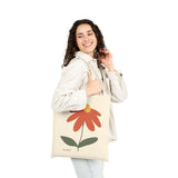 Floral Canvas Tote Bag — Minimal Red Daisy Shopper
